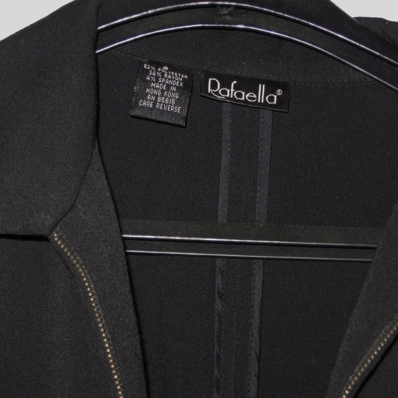 Vtg Rafaella Classic Black Zip Front Jacket Sz 6 - Picture 3 of 4